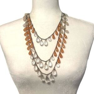 Multi Layered Lucite Silver Tone Necklace